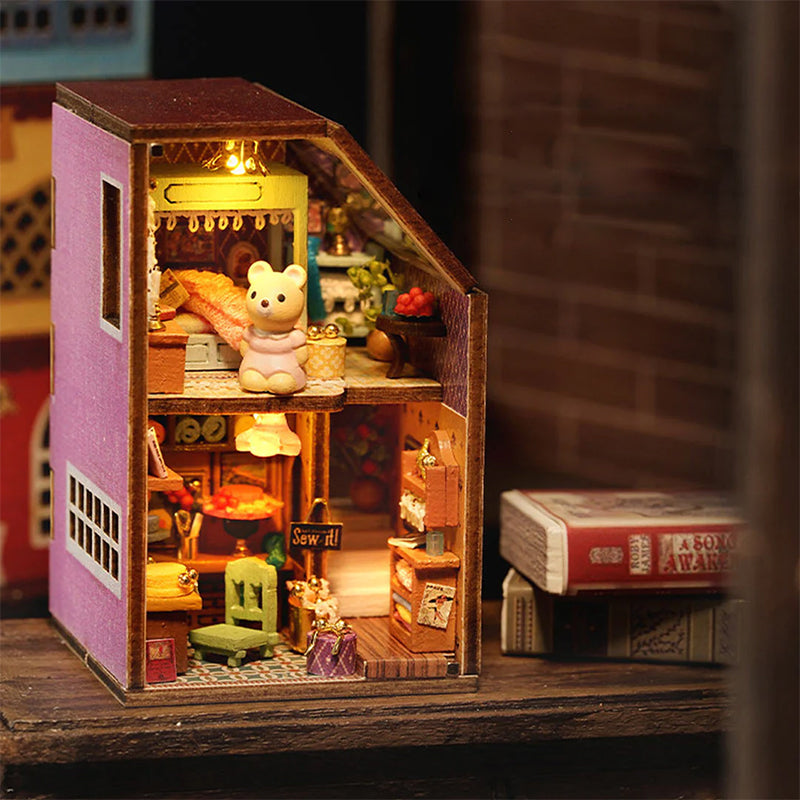 Mini-Kaninchenstadt Holz Puppenhaus-Bausatz mit Möbeln