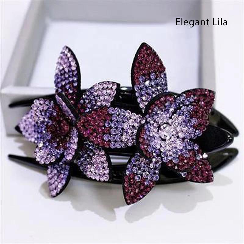 Strass Doppelblume Haarspange