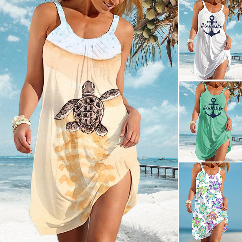 Kleid mit Stranddruck für den Urlaub