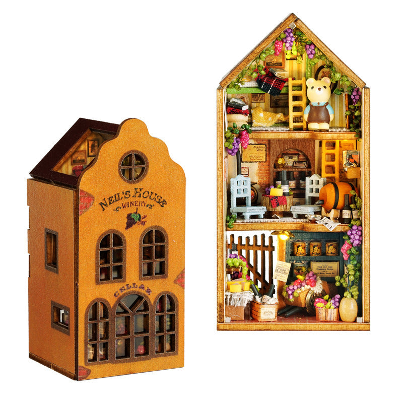 Mini-Kaninchenstadt Holz Puppenhaus-Bausatz mit Möbeln