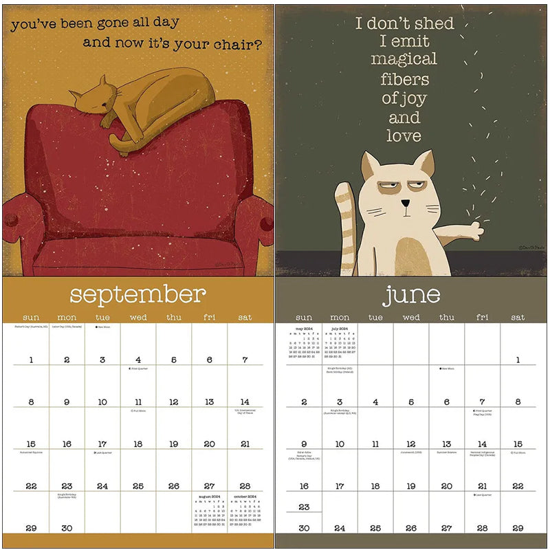 Ein Jahr voller bissiger Katzen 2024 Wandkalender