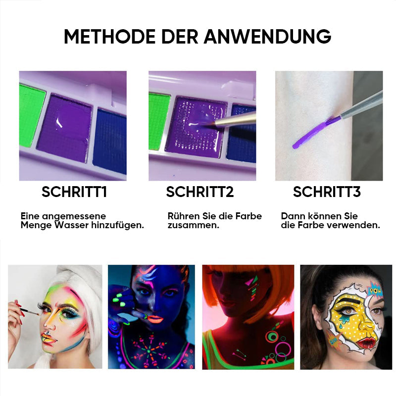 Wasserlösliche fluoreszierende Schminkpalette